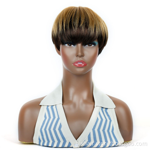 Wholesale Short Straight Wig With Pixie Cut Bob Full Machine Made Wigs Brazilian Remy Human Hair Wigs For Black Women